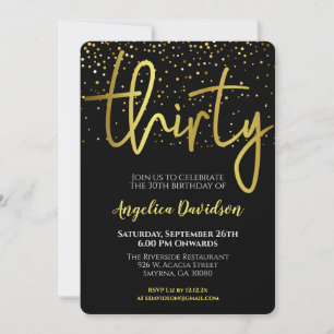 Invitation 30e anniversaire moderne Black Gold