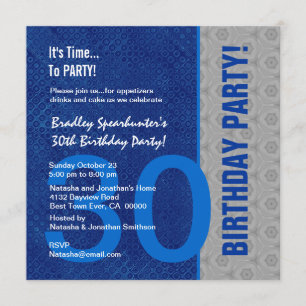 Invitation 30e anniversaire Moderne Bleu et Argent S300