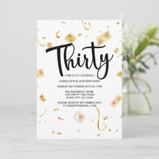 Invitation 30e anniversaire moderne noir blanc | Anniversaire