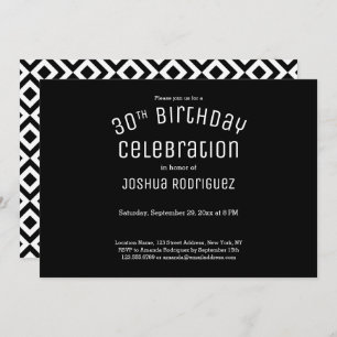 Invitation 30e anniversaire moderne noir blanc Motif géométri