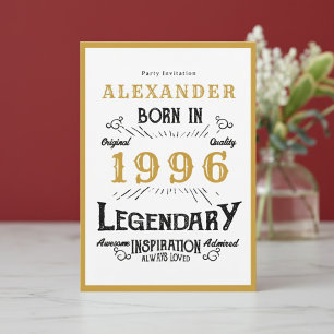 Invitation 30e anniversaire Né en 1996 Légende en or blanc