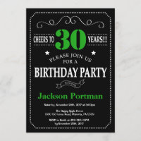 30e anniversaire Noir et Vert Chalkboard