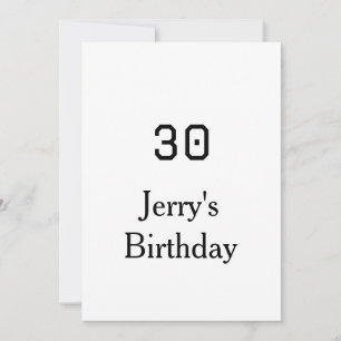 Invitation 30e anniversaire nom lettre gras date simple minim