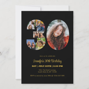 Invitation 30e anniversaire Numéro 30 Photo Collage moderne N