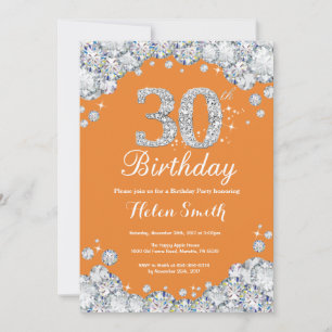 Invitation 30e anniversaire Orange et Silver Diamond