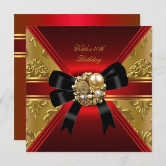 Invitation 30e Anniversaire Parti Rouge Or Rich Royal Noir