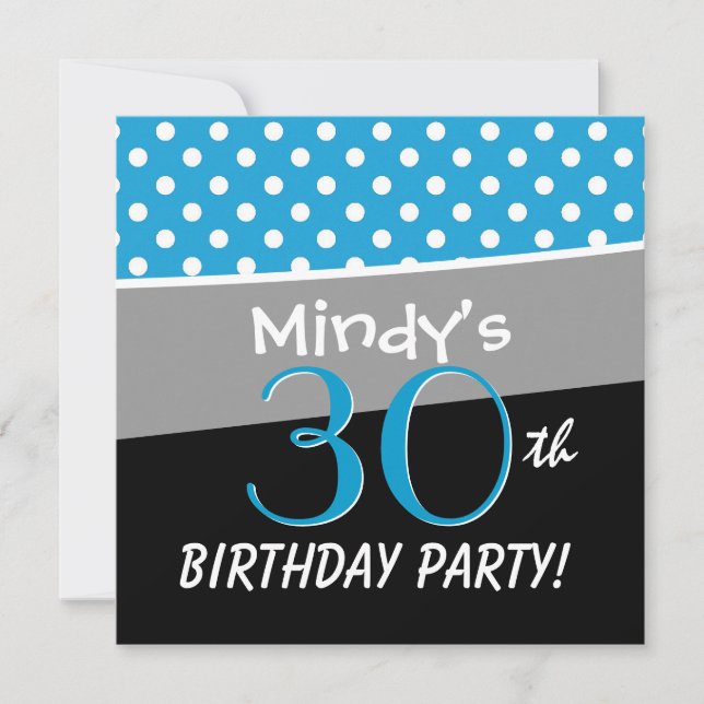 Invitation 30e anniversaire Polka Dot Motif pour elle (Devant)