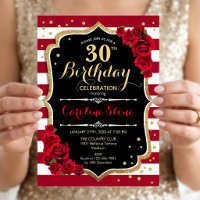 30e anniversaire - Rayures rouges or noir blanc Ro