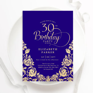 Invitation 30e anniversaire Roses d'or violet