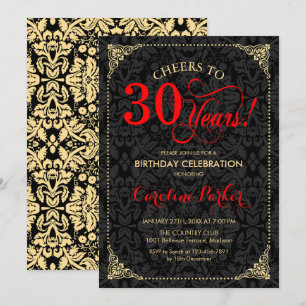 Invitation 30e anniversaire - Rouge Gold Black Damask
