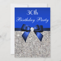 30e anniversaire Royal Blue Bow Sequins en argent