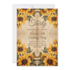 30e anniversaire Rustic Wood Sunflower Aquarelle