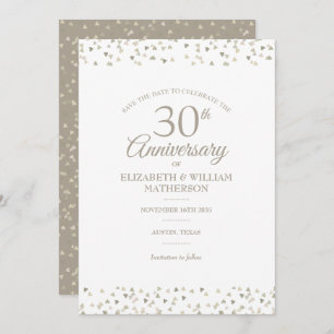Invitation 30e anniversaire Save the Date Hearts Confetti