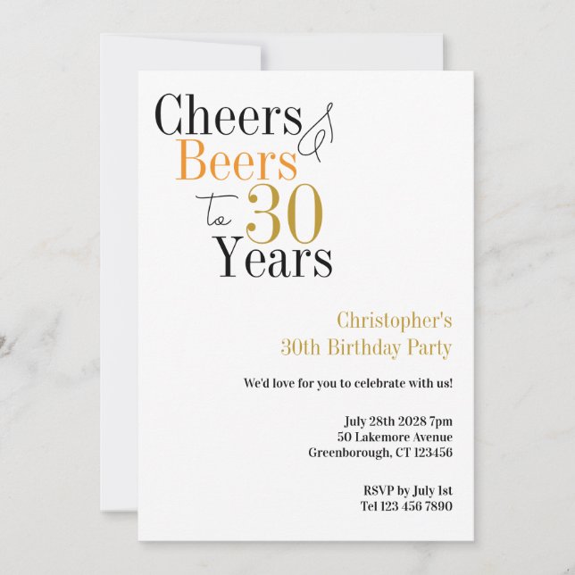 Invitation 30e anniversaire Soeurs et bières Mini Fête (Devant)