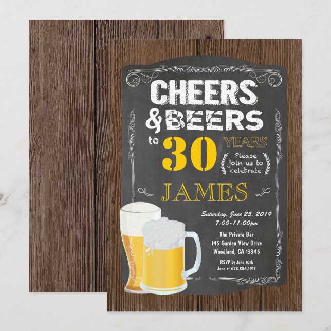 Invitation 30e anniversaire, Soirée à 30 ans (Devant / Derrière)