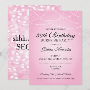 Invitation 30e anniversaire Surprise Party Pink String lumièr