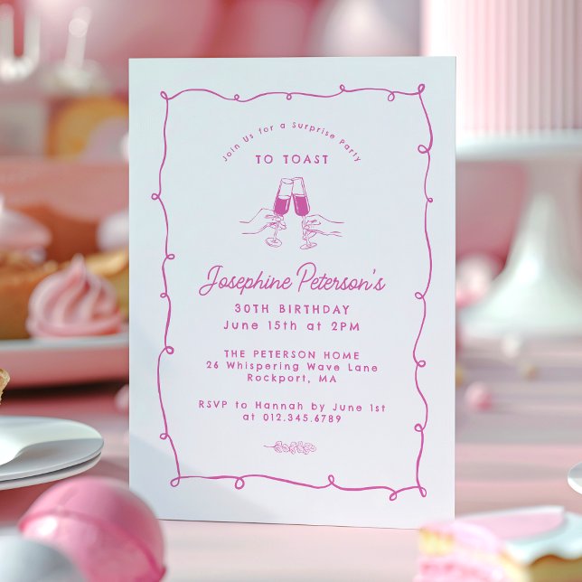 Invitation 30e anniversaire Surprise Party Whimsical Doodle (Créateur téléchargé)