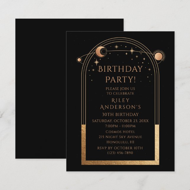 Invitation 30e anniversaire Trente Celestial Black Gold (Devant / Derrière)