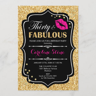 Invitation 30e anniversaire - Trente fabuleux or noir rose