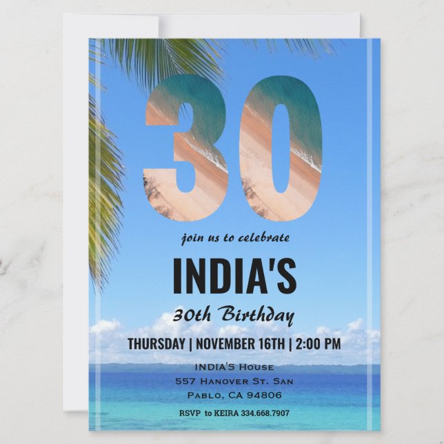 Invitation 30e anniversaire tropical (Devant)