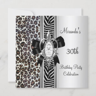 Invitation 30e anniversaire Wild Poster de animal Diamond Bow