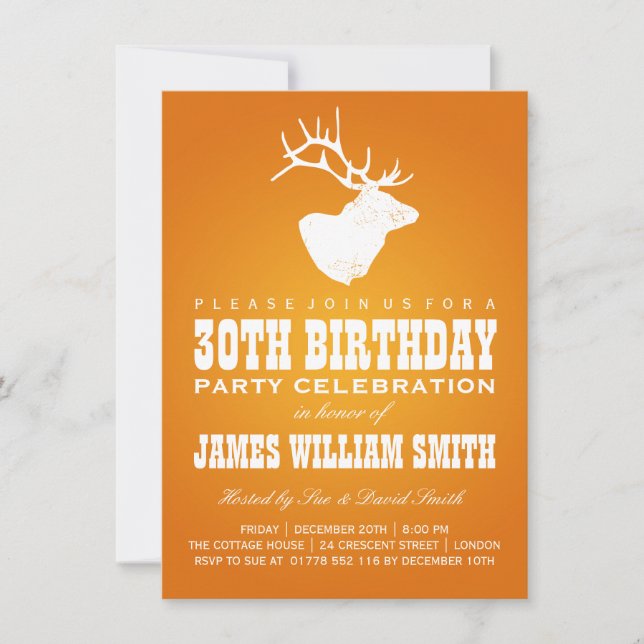 Invitation 30e Birthday Party orange (Devant)