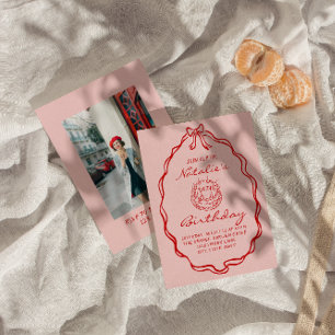 Invitation 30e Câble à main tiré Coquette Photo Cake Annivers