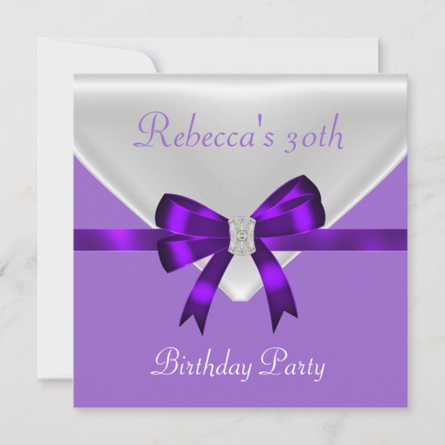 Invitation 30e fête d'anniversaire Bijoux Bow blanc pourpre 2 (Devant)