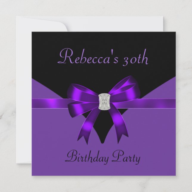 Invitation 30e fête d'anniversaire Bijoux Bow Noir pourpre (Devant)