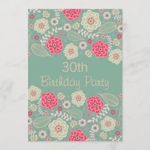 Invitation 30e fête d'anniversaire Chic Funky moderne Floral