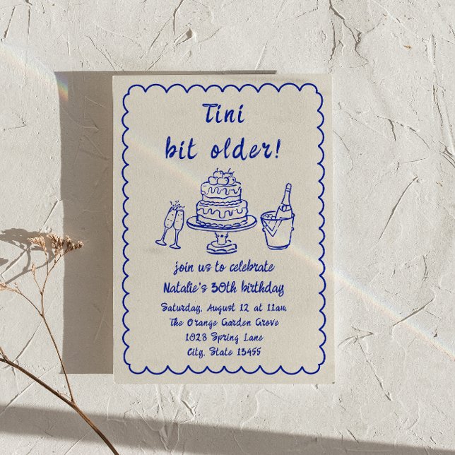 Invitation 30e Fête d'anniversaire du gâteau de champagne tir (Créateur téléchargé)