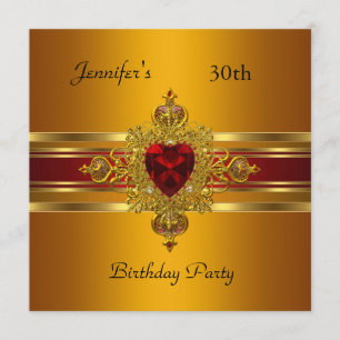 Invitation 30e fête d'anniversaire Joyau jaune or rouge