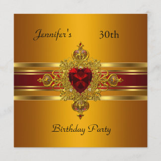 Invitation 30e fête d'anniversaire Joyau jaune or rouge
