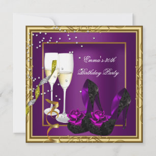 Invitation 30e fête d'anniversaire Purple Plum Gold Black