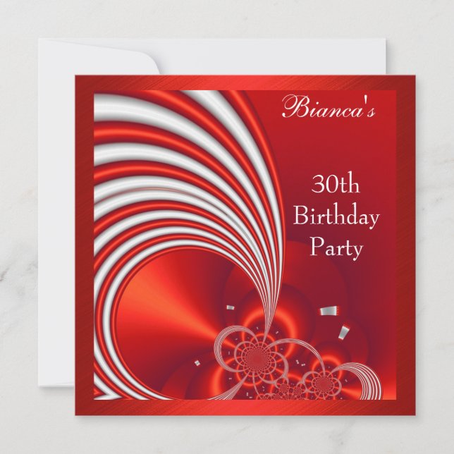 Invitation 30e fête d'anniversaire Rouge Blanc Abs (Devant)