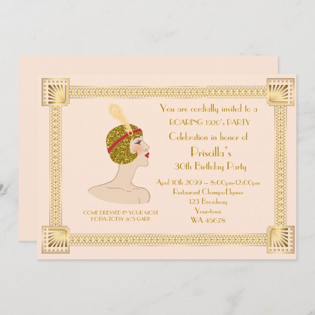 Invitation 30e ou n'importe quelle,Femme de la fête d'anniver (Devant / Derrière)