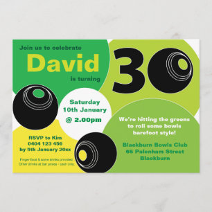 Invitation 30e pelouse Bowls Barefoot Bowling Anniversaire
