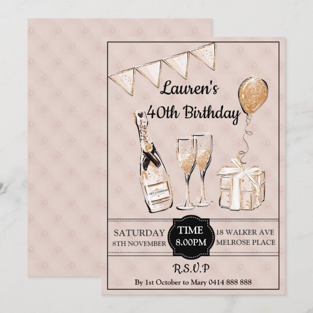 Invitation 30ème 40ème 50ème fête d'anniversaire pour les adu (Devant / Derrière)