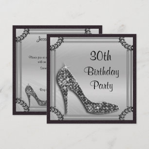 Invitation 30ème anniversaire de stylet noir encadré par