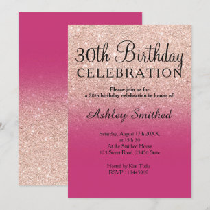 Invitation 30ème anniversaire d'or de faux d'ombre magenta