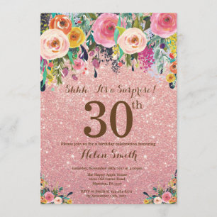 Invitation 30ème anniversaire d'or de surprise florale rose