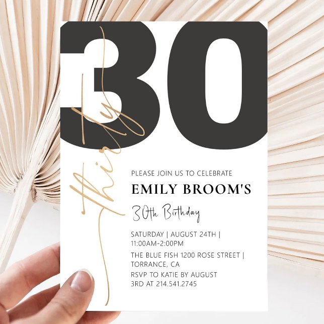 Invitation 30ème anniversaire minimum personnalisé numérique (Créateur téléchargé)