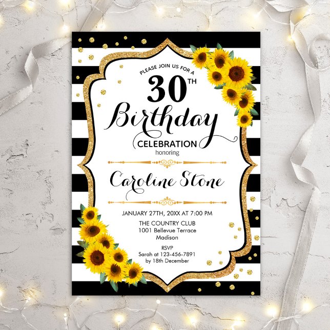 Invitation 30ème anniversaire rustique - Tirages de tournesol (Créateur téléchargé)