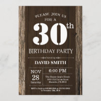 30ème bois rustique de cru d'invitation