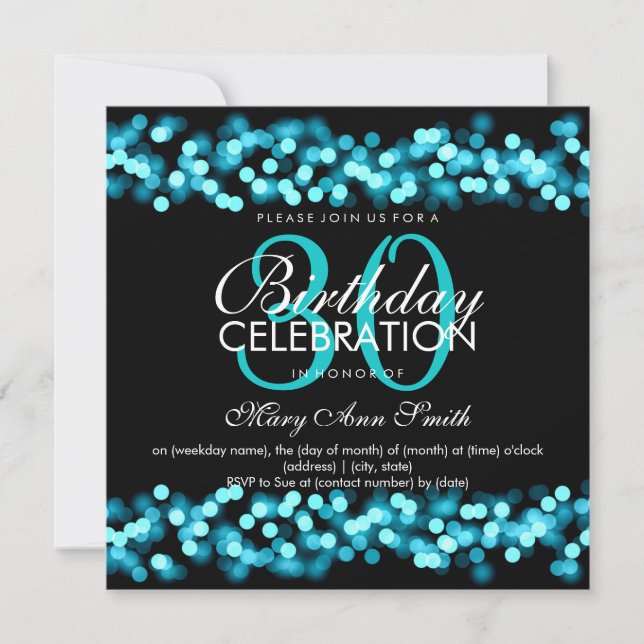 Invitation 30ème Charme de Hollywood de turquoise de Faux de (Devant)