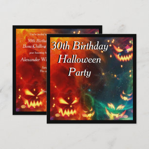 Invitation 30ème fête d'anniversaire de citrouilles fantômes