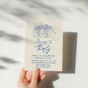Invitation 30ème Main Tiré Des Cheers À Trente Anniversaire C