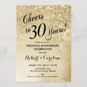 Invitation 30ème Or d'anniversaire de mariage