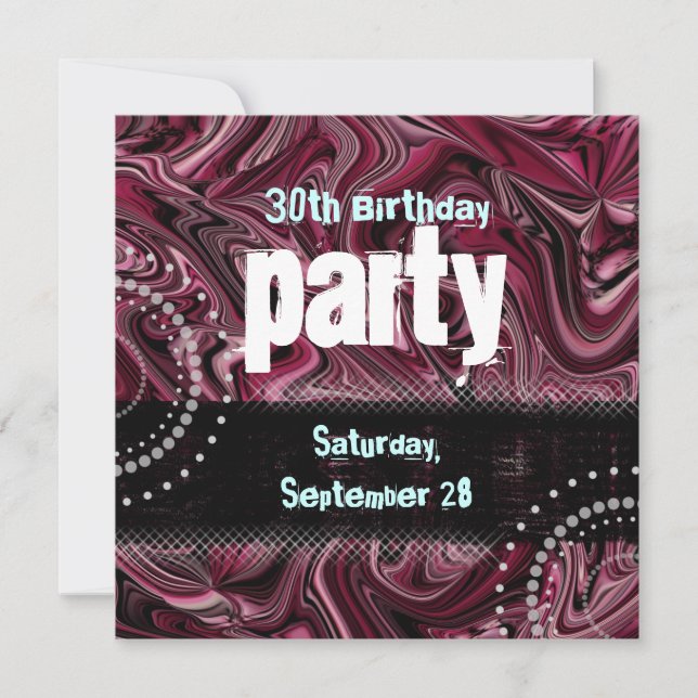 Invitation 30ème Rouge de ~ d'invitation de fête (Devant)