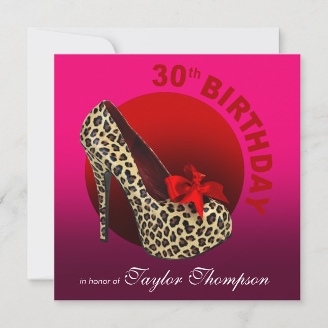 Invitation 30ème rouge de fuschia d'anniversaire de stylet (Devant)